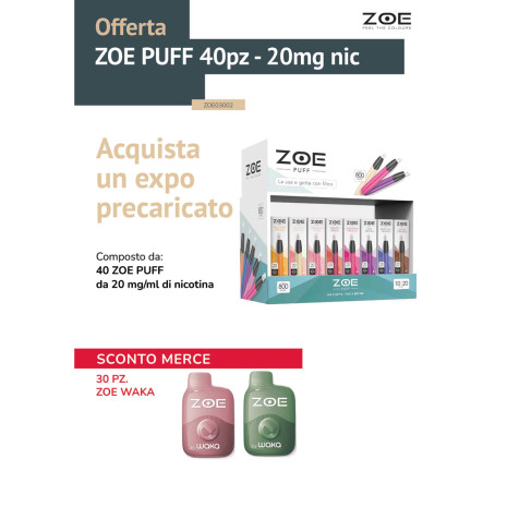  - OFF ZOE PUFF 40PZ 20MG NICOTINA